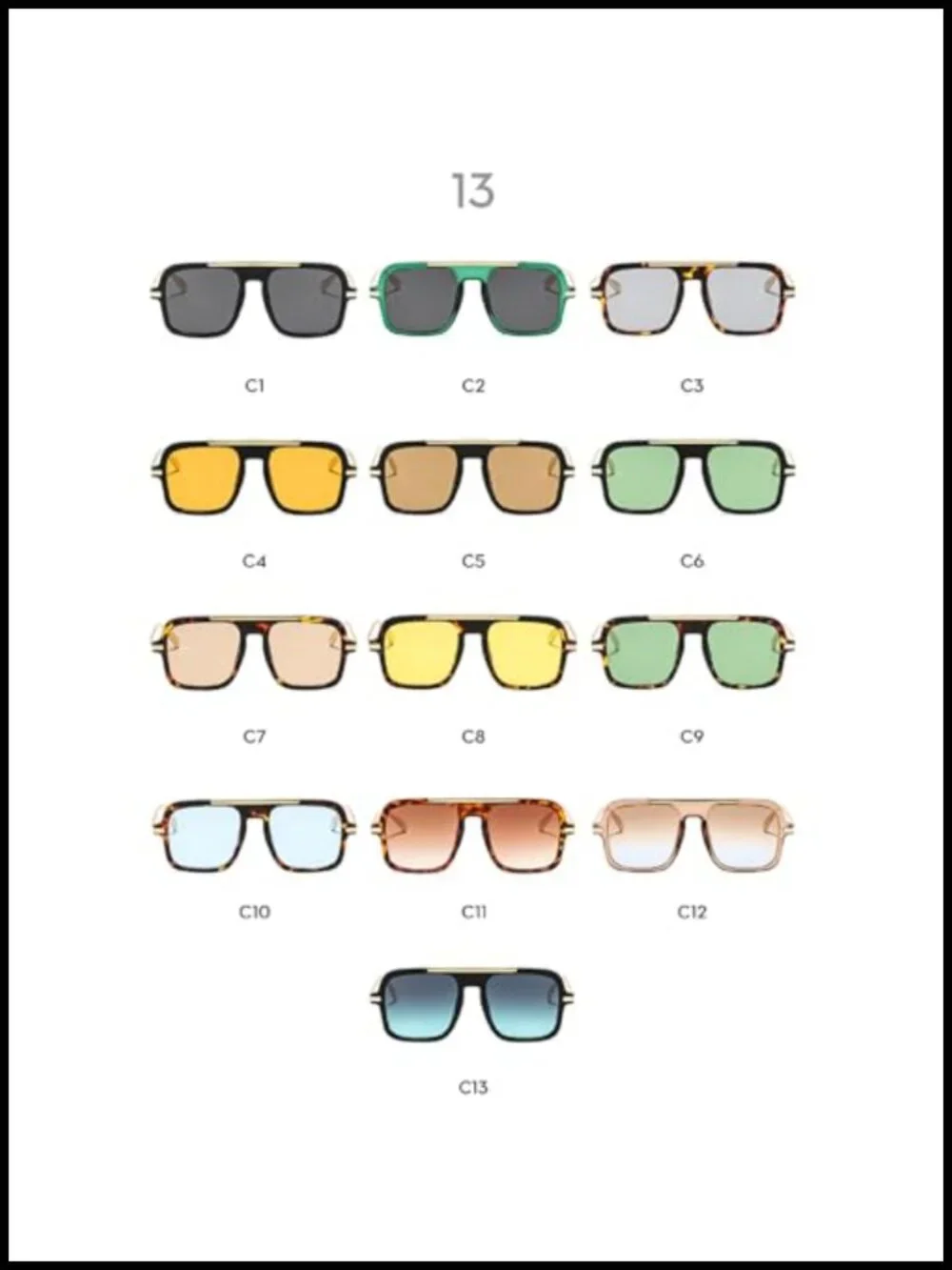 Vintage Oversized Pilot Square Sunglasses for Women Men Retro UV400